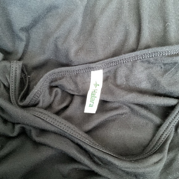 HALARA Sleeveless Maxi Dress Black Charcoal Draped Ruched Waist Size L - Picture 6 of 7